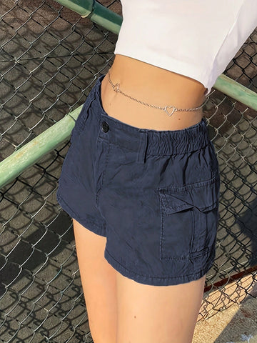 Essnce Women's Elastic Waist Cargo Shorts