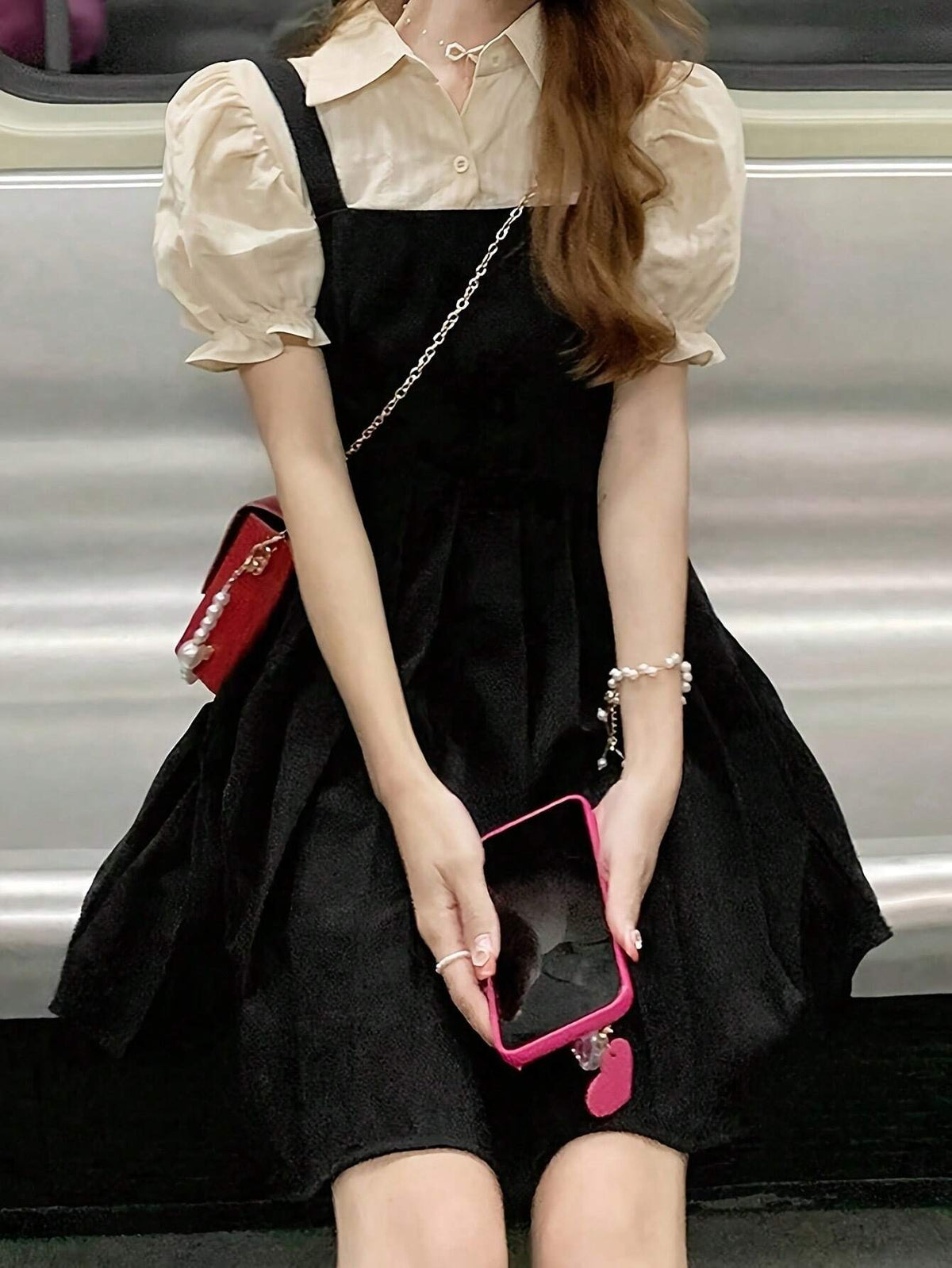 Women's Elegant And Comfortable Black Graduation Season Mid-Length Casual Tank Top Dress F