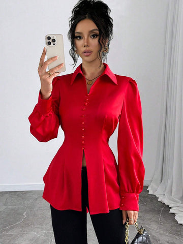 Essnce Women's Elegant Backless Tie Up Slim Fit Blouse