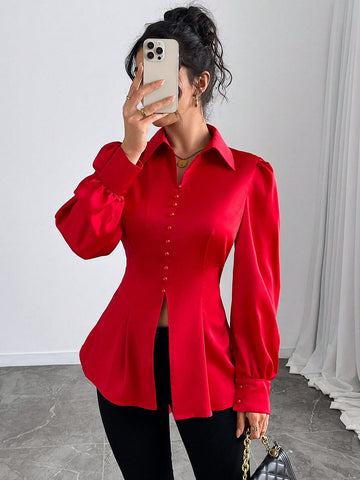 Essnce Women's Elegant Backless Tie Up Slim Fit Blouse