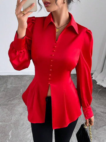 Essnce Women's Elegant Backless Tie Up Slim Fit Blouse