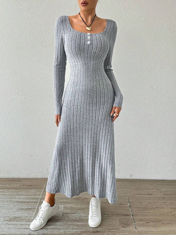Women's Elegant Square Neck Dress