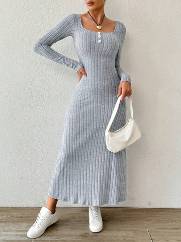 Women's Elegant Square Neck Dress