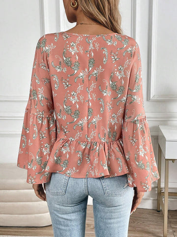 Essnce Women's Fashion 3/4 Bell Sleeve Blouse - Elegant Design