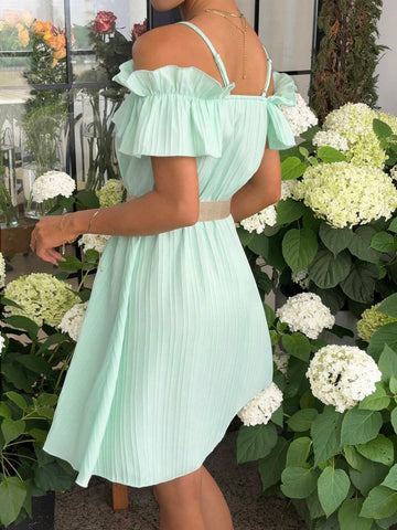 Women's Fashion Solid Color Strapless Bodycon Dress With Vertical Stripes