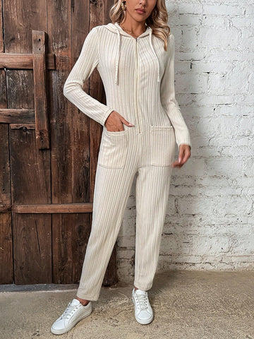 Women's Fashionable Casual Comfortable Hooded Jumpsuit