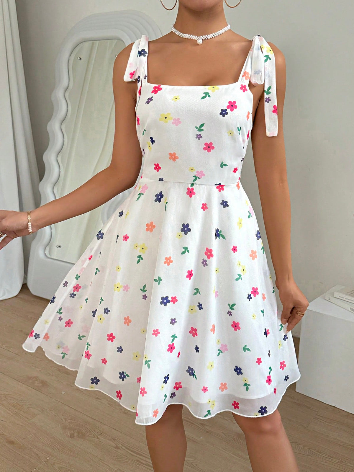 Women's Floral Print Spaghetti Strap Dress