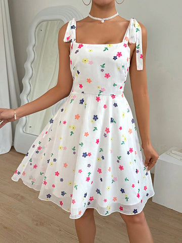 Women's Floral Print Spaghetti Strap Dress