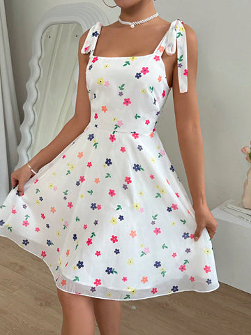 Women's Floral Print Spaghetti Strap Dress