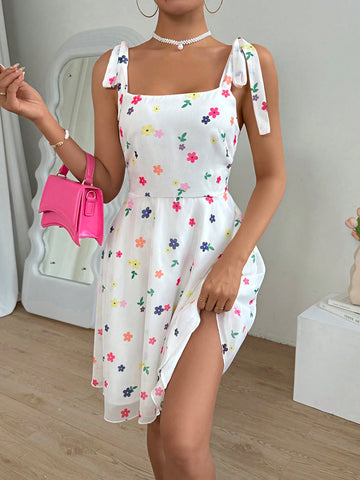 Women's Floral Print Spaghetti Strap Dress