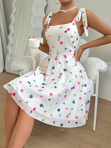 Women's Floral Print Spaghetti Strap Dress