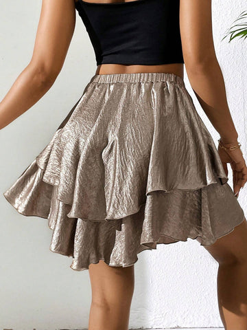Essnce Women's Gold-Stamped Vacation Style Skirt