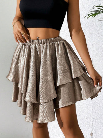 Essnce Women's Gold-Stamped Vacation Style Skirt