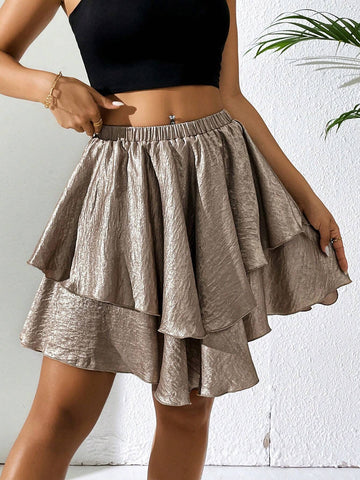 Essnce Women's Gold-Stamped Vacation Style Skirt