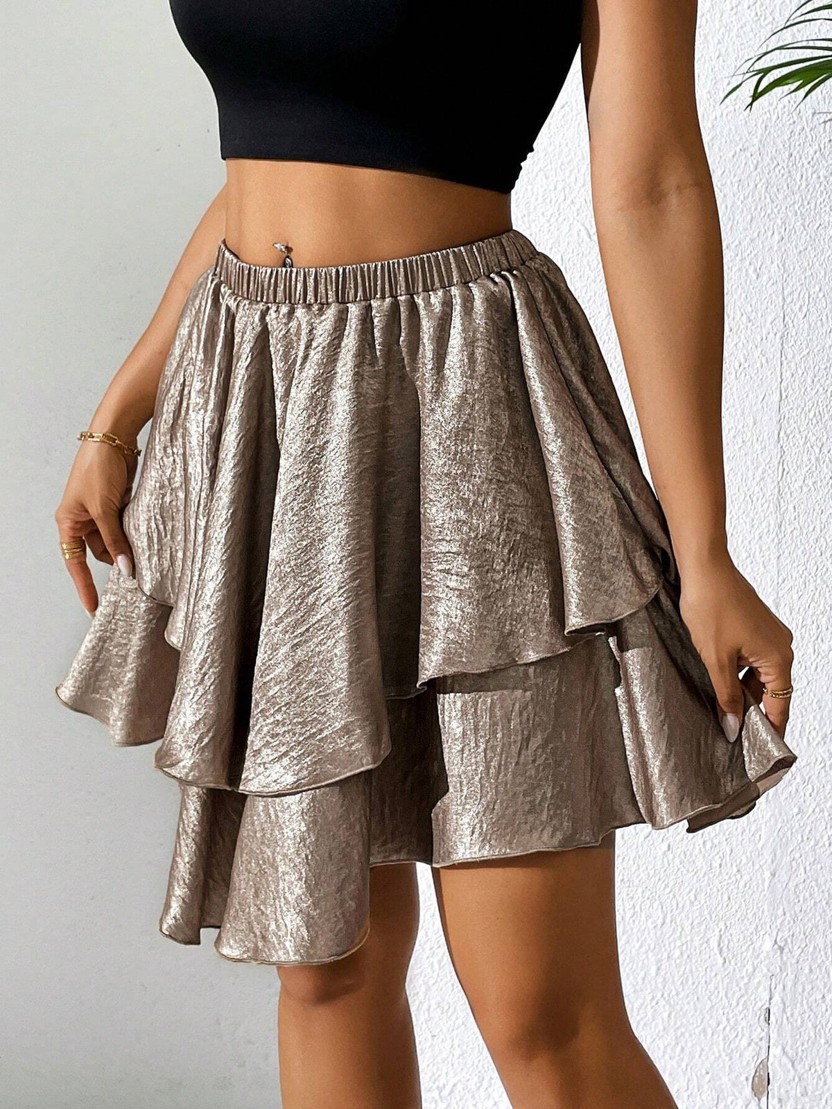 Essnce Women's Gold-Stamped Vacation Style Skirt