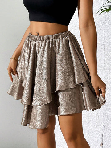 Essnce Women's Gold-Stamped Vacation Style Skirt