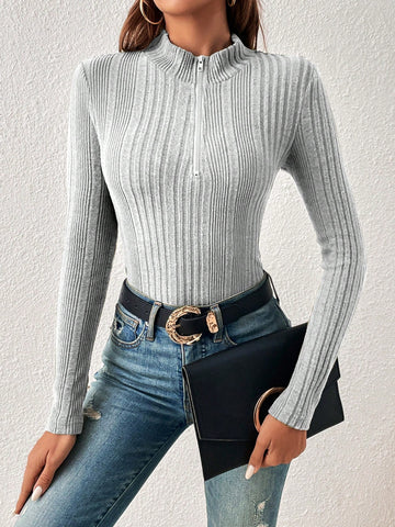 Women's Half-zipper Bodysuit T-shirt