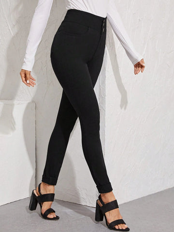 Essnce Women's High Waisted Solid Color Casual Pants