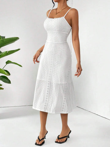 Women's Hollow Out Lace Trim Bustier Cami Dress