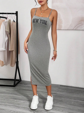 Women's Knitted Midi Bodycon Dress With Light Workout Printed Pattern