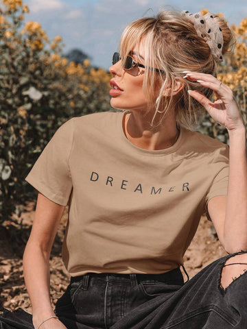 Women's Letter Printed Short Sleeve T-Shirt