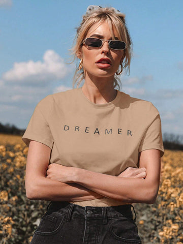 Women's Letter Printed Short Sleeve T-Shirt