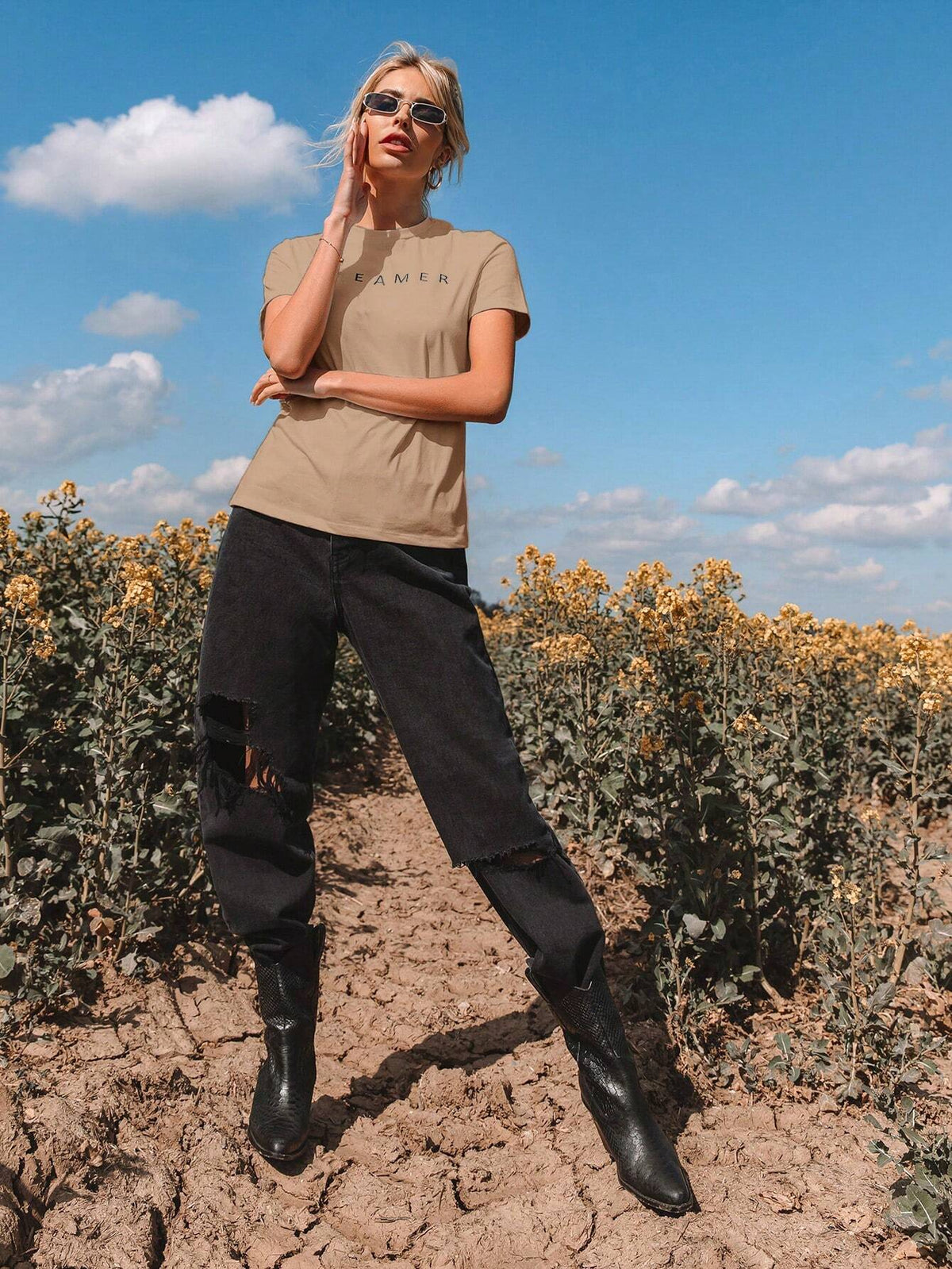 Women's Letter Printed Short Sleeve T-Shirt