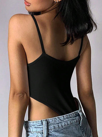 Women's Letter Printed Sleeveless Bodysuit