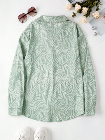 Essnce Women's Loose Fit Plant Printed Shirt