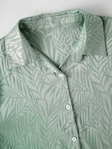 Essnce Women's Loose Fit Plant Printed Shirt