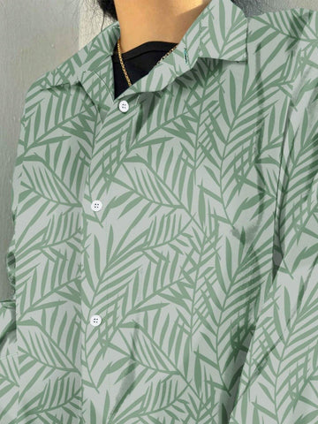 Essnce Women's Loose Fit Plant Printed Shirt