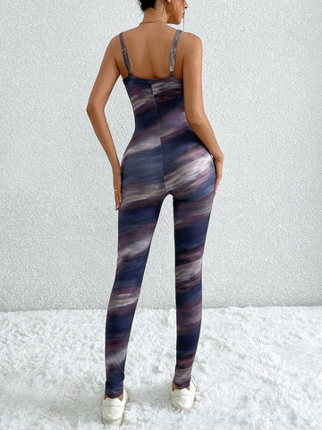 Women's Ombre Print Skinny Casual Jumpsuit