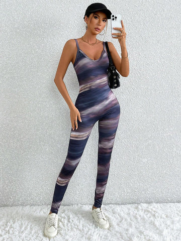 Women's Ombre Print Skinny Casual Jumpsuit