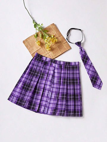 Essnce Women's Plaid Pleated Skirt