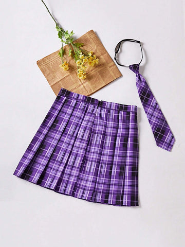 Essnce Women's Plaid Pleated Skirt
