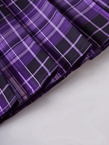 Essnce Women's Plaid Pleated Skirt