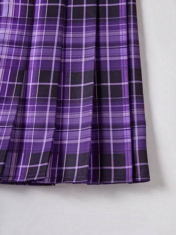 Essnce Women's Plaid Pleated Skirt