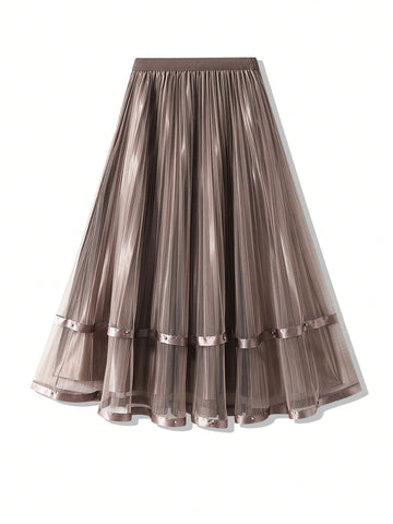 Essnce Women's Pleated Mesh Skirt