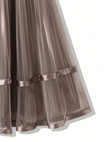 Essnce Women's Pleated Mesh Skirt