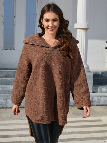 Essnce Women's Plush Zipper Hoodie T-shirt