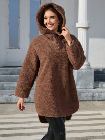 Essnce Women's Plush Zipper Hoodie T-shirt