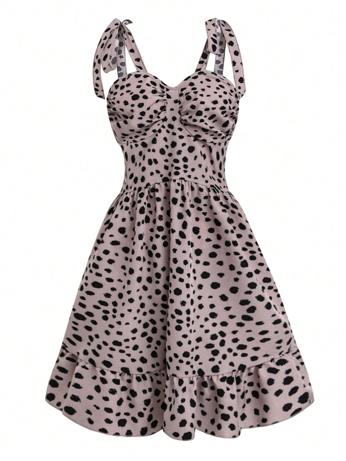 Women's Printed Ruffle Hem Spaghetti Strap Dress