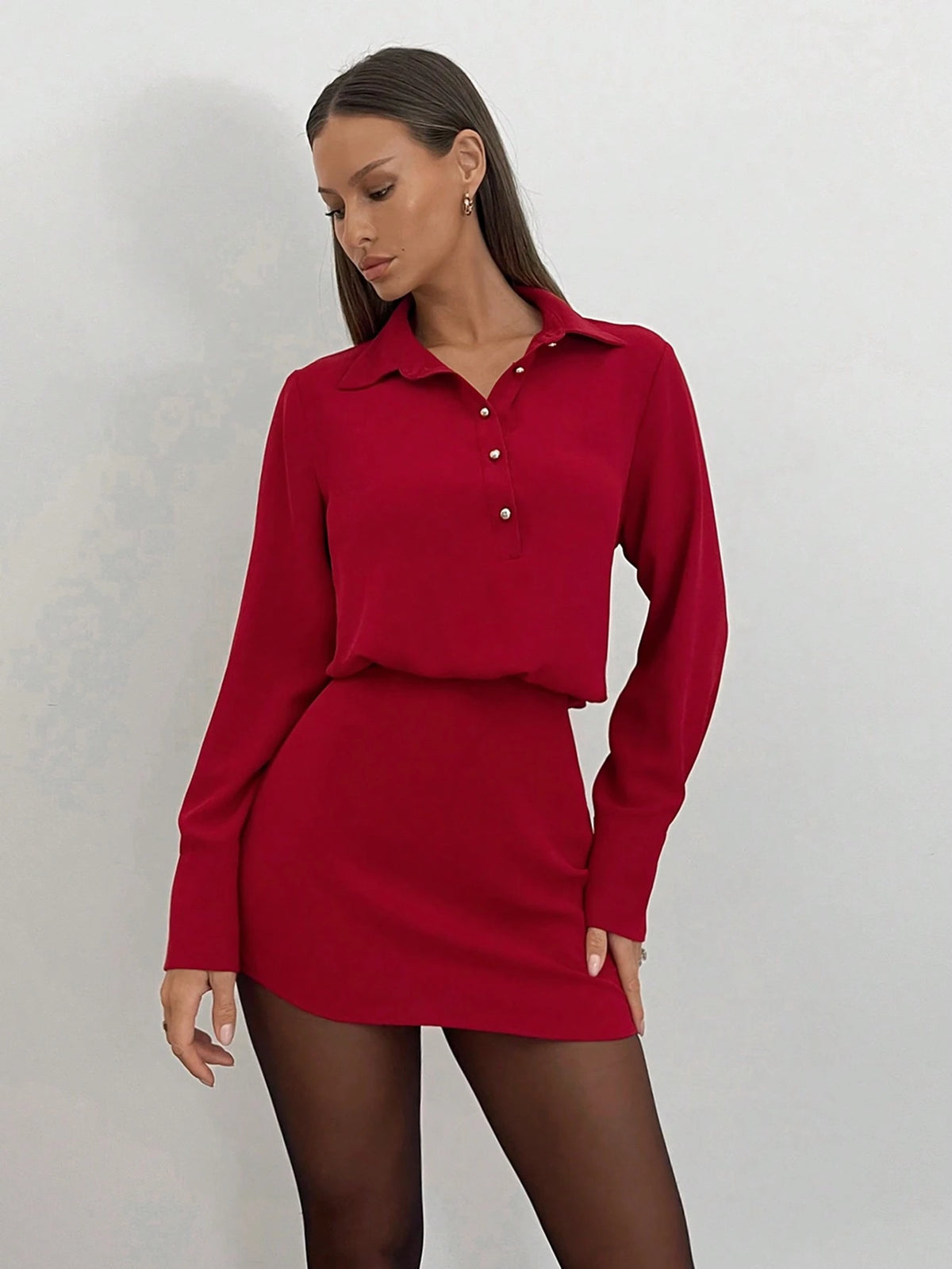 Women's Red Shirt Dress, Valentine's Day Date Night Dress, Bodycon Dress, Valentine's Day