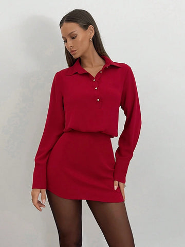 Women's Red Shirt Dress, Valentine's Day Date Night Dress, Bodycon Dress, Valentine's Day