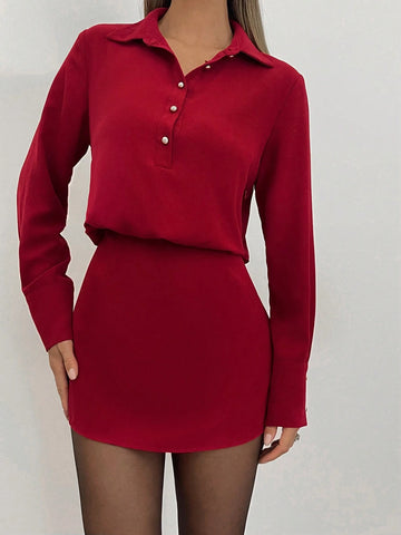 Women's Red Shirt Dress, Valentine's Day Date Night Dress, Bodycon Dress, Valentine's Day