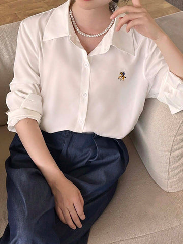 Essnce Women's Simple Long Sleeve Casual Blouse For Spring And Summer