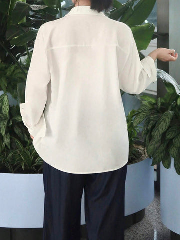 Essnce Women's Simple Long Sleeve Casual Blouse For Spring And Summer