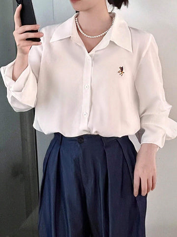 Essnce Women's Simple Long Sleeve Casual Blouse For Spring And Summer