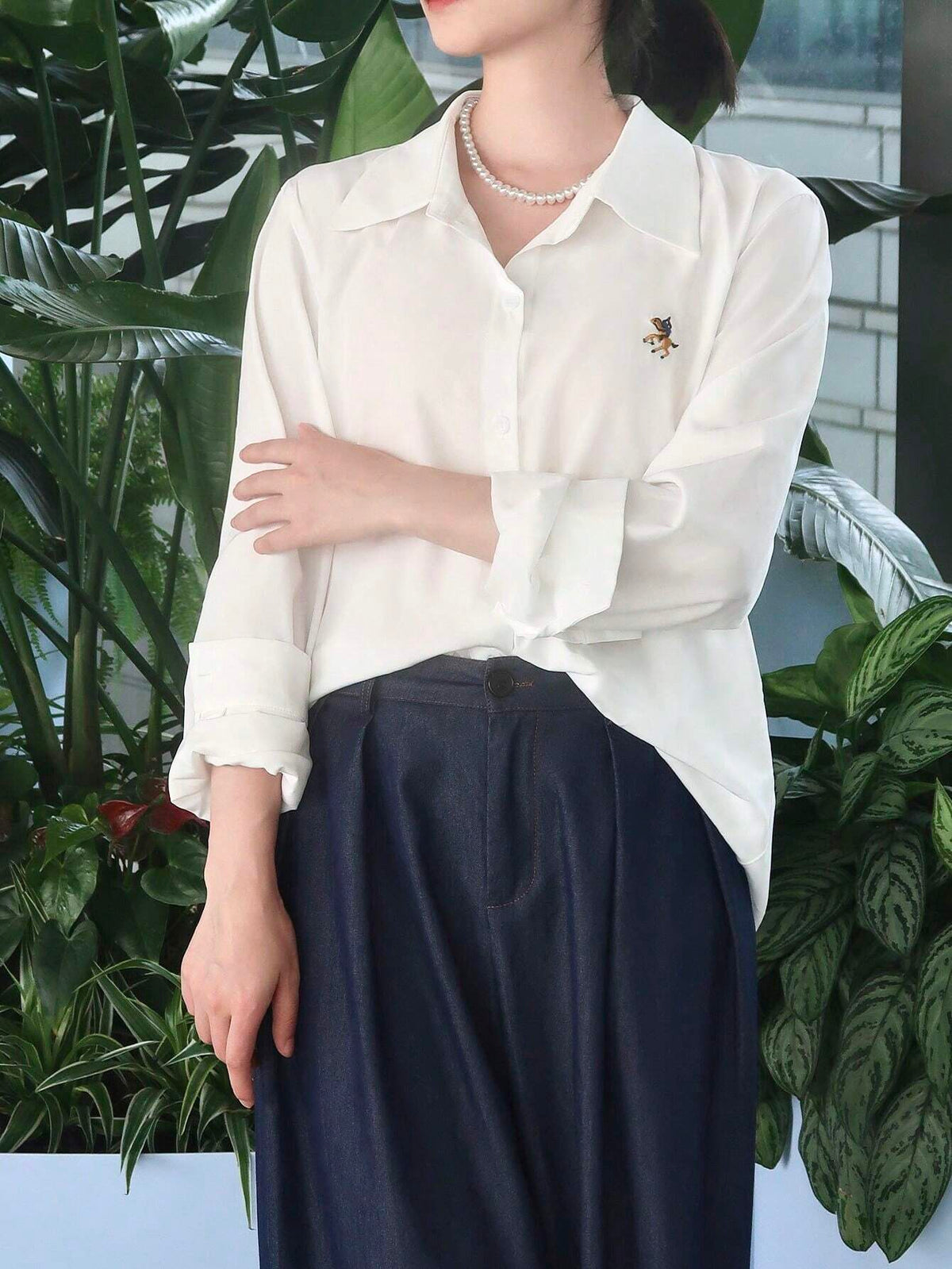 Essnce Women's Simple Long Sleeve Casual Blouse For Spring And Summer