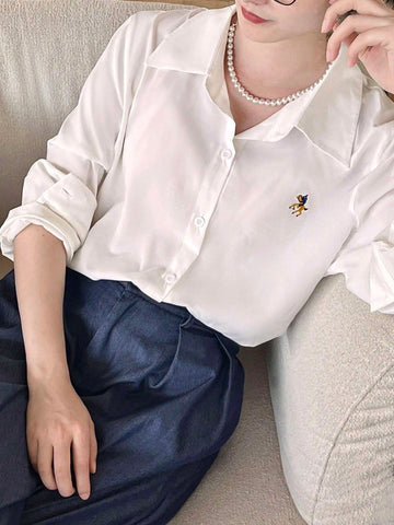 Essnce Women's Simple Long Sleeve Casual Blouse For Spring And Summer